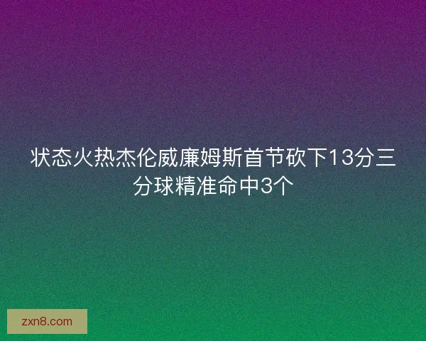 状态火热杰伦威廉姆斯首节砍下13分三分球精准命中3个